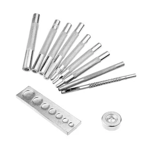 11x/Set Punch Buttons Set with Base Die Punch Snap Kit for Install Rivet Button - Picture 1 of 8