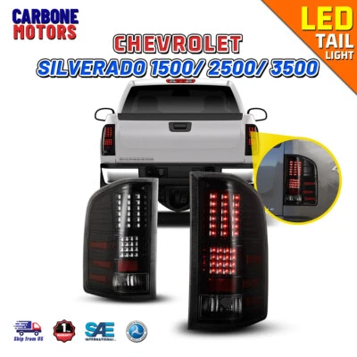 Juego de luces traseras LED para 07-13 Chevy Silverado 1500 2500HD 3500HD negro/claro Foto 1 de 4