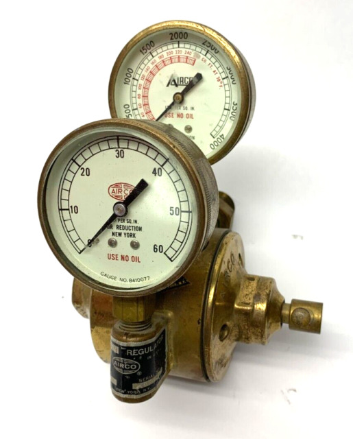 Régulateur de pression de gaz en laiton vintage, jauge Airco