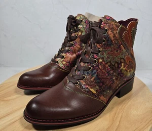 Botines de cuero occidentales L'Artiste Spring Step Benatar para mujer talla 38 marrón boho - Imagen 1 de 16