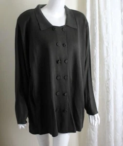 NWT Avenue Sz 4X Vintage Runs 3X Green Brown Double Breasted Sweater Jacket - Picture 1 of 7