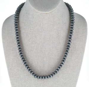 Handmade Sterling Silver Fluted Saucer Bead Necklace By Austin Haley - Picture 1 of 3
