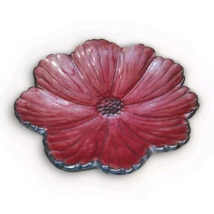 Emaille Metall Blumenform Schale Schmuck Münze Schlüssel Schmuck Rose Rosa Silber Ton - Bild 1 von 6