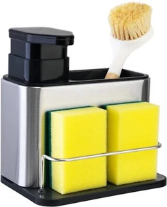 Kitchen Sink Caddy Organiser With Pump Liquid Soap Dispenser Sponge Brush Holder - Picture 1 of 8