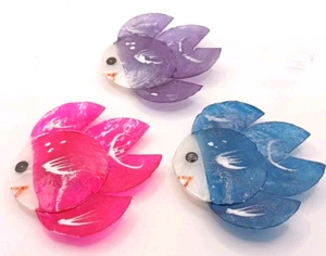 Calamite frigo pesce fatte di conchiglie 3 colori volti felici dipinti - Foto 1 di 12
