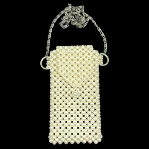 Handmade Pearl Beaded Bag & Phone Case Set – Elegant Bridal Purse, Clutch Gift - Picture 1 of 9