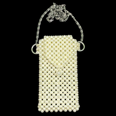 Handmade Pearl Beaded Bag & Phone Case Set – Elegant Bridal Purse, Clutch Gift - Image 1 of 4