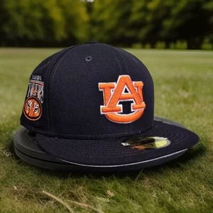 New Era 59FIFTY Auburn Tigers Fitted Hat 7 1/2 Throwback NCAA Cap NWT Navy - Picture 1 of 8