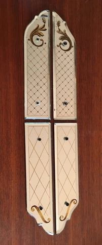 ANTIQUE GOLD EGLOMISE BEVELED GLASS MIRROR BORDER TRIM EMBELLISHMENT 4 PC PANELS Cover