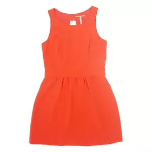 HUGO BOSS Womens Fit & Flare Dress Orange Sleeveless Knee Length S - Picture 1 of 6