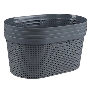 Cand 4 Pack Laundry Basket with Cutout Handles, 40 L Plastic Hampers for Laundry - Picture 1 of 10