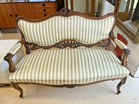 Antique Louis XV Rococo Upholstered Salon Settee Sofa Couch Cover