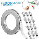 5M Stainless Steel Hose Clamp Large Adjustable Jubilee Clips with 12 Fasteners