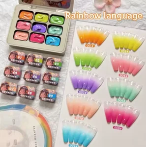 9-Color Gel Palette for Ombre Nail Design - Picture 1 of 10