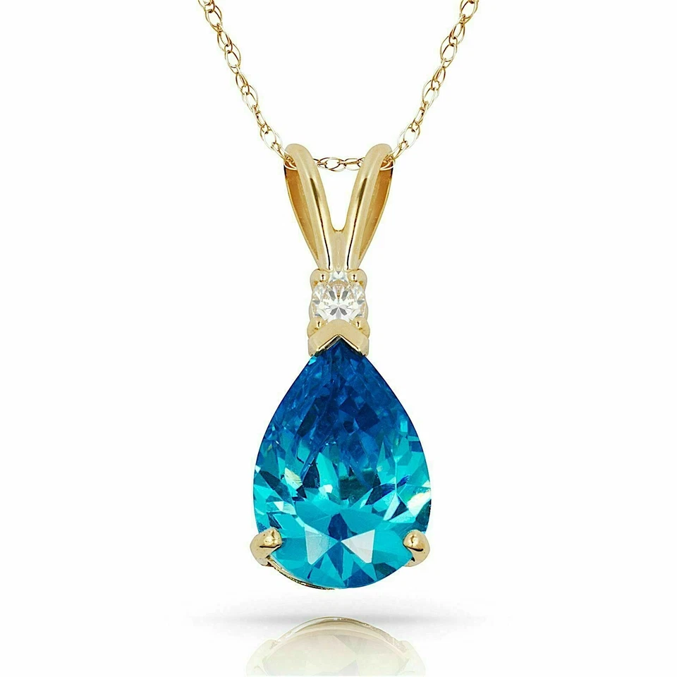 14K Solid Yellow Gold 0.72" Birthstone Pendant w/ Sparkling Pear Shaped CZ Stone - image 1 of 1