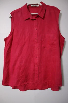 Sportscraft hot pink linen sleeveless blouse size 16 - image 1 of 2