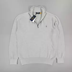 Polo Ralph Lauren Herren Pullover Grau Large Half Zip Strickpullover Pulli - Bild 1 von 10