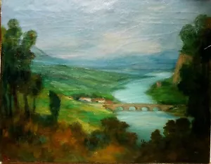 SUPERB PAINTING LATE 19th-20th SIGNED ILLSIBLE LEPINE? SEINE BRIDGE AND RIVER? - Picture 1 of 4