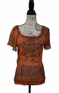 Fuzzi Women's Silk Print Short Sleeve Blouse Size Large - Picture 1 of 6