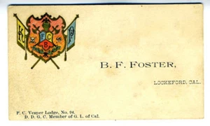 Tarjeta de visita de Kights of Pythias de la década de 1880 Lockeford CA (4) - Imagen 1 de 1