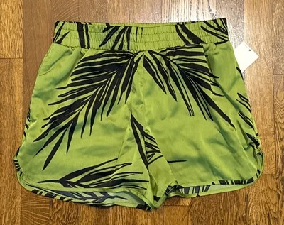 Новый день женские шорты размер маленький высокий подъем атласный тянуть на шорты зеленый цветочный - Изображение 1 из 4