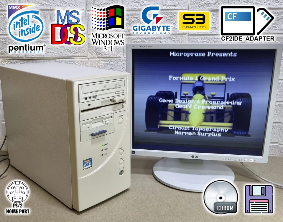 Pentium 200mhz + CF Karte PC AT Computer Vintage Retro MS-Dos 6.22 Windows 3.11 - Bild 1 von 4