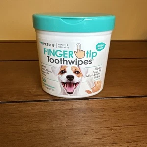 Petkin Fingertip Tooth Wipes for Dogs and Cats 50ct Aloe Mint Freshening - Picture 1 of 4