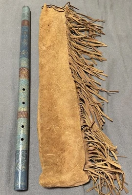 Coyote Oldman Michael Graham Allen Estilo Nativo Americano Borde B Bajo-Flauta con Bolsa Foto 1 de 4