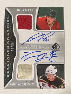 2006/07 Marian Gaborik Pierre Marc Bouchard SP Game Used Inked Sweaters Auto /50 - Image 1 of 2