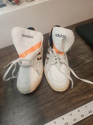 vintage adidas mid top sneakers 80's leather sz 6 cfr ultimus nwot white orange - Image 1 of 4