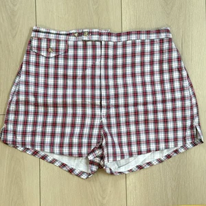 DE COLECCIÓN L.L. Bañador Bean M Años 80 A Cuadros Cinturón Lazo Algodón Forrado EE. UU. Pantalones Cortos Preppy - Imagen 1 de 8