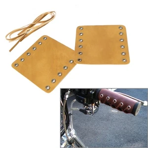 Leder-Handgriffabdeckungen Retro Wraps Protector Motorrad Fit Harley Cafe Racer - Bild 1 von 6