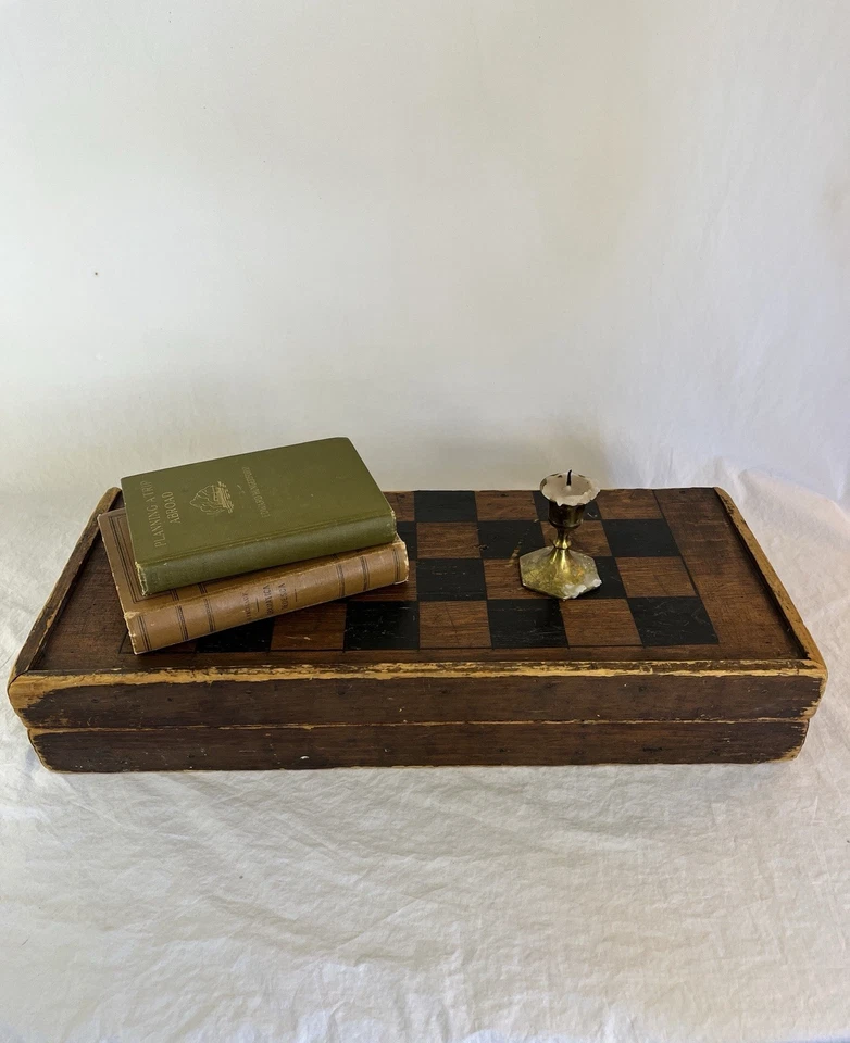 Vintage Wood Chess Board or Decorative Box Rustic Farmhouse Country Style - Image 1 of 4