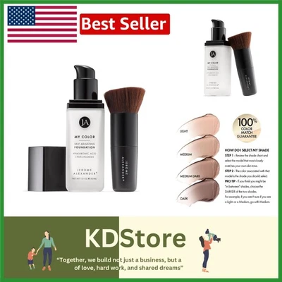 Self Adjusting Full Coverage Powder Foundation with Kabuki Brush Anti-Aging S... - Image 1 of 4