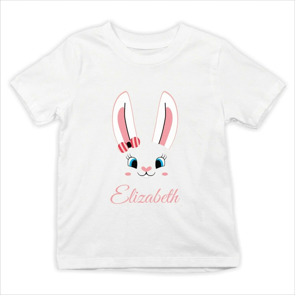 AKA TEXTILE Personalisierte Kinder T-Shirts Osterhase Hase Schleife Mädchen Kinder T-Shirt Oberteil