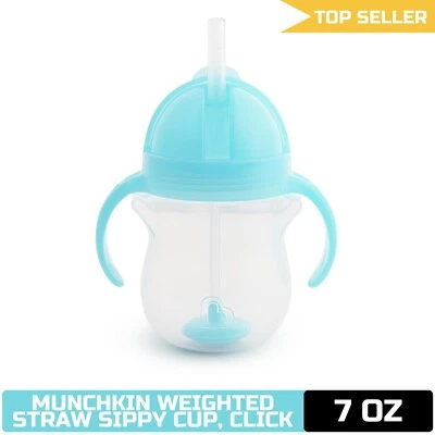 Taza para sorber Munchkin cualquier ángulo 7 oz azul, entrenador de paja, tapa de bloqueo de clic Foto 1 de 2