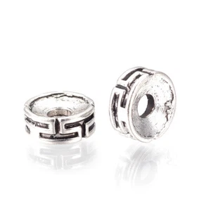 100x Tibetan Alloy Ring Metal Beads Carved Loose Spacer Nickel Free Silver 7.5mm - Picture 1 of 1