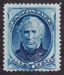 US Scott 179, 1875 Taylor, 5c blue, H MINT - Picture 1 of 2