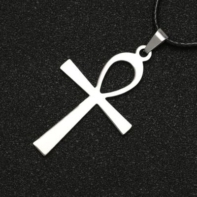 COLLANA CIONDOLO CROCE ANKH ACCIAIO SIMBOLO DI ANTICO EGITTO AMULETO RELIGIONE - Immagine 1 di 3