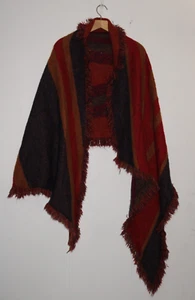 Übergroßer Pancho Schal 103x25" rot blau gelb gestreift - Bild 1 von 4