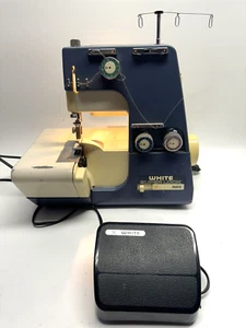 VINTAGE White Super Lock Model  X 523 Serger Sewing Machine With Pedal 523W-4 - Picture 1 of 13
