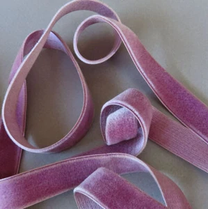 Antique VELVET RIBBON on Cardboard Bolt "BEGONIA" Lavender 5/8" Wide X 116" Long - Picture 1 of 6