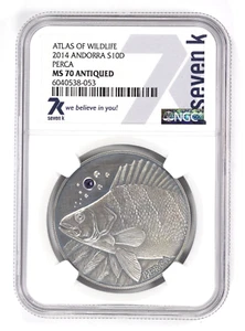 Atlas of Wildlife 2014 Andorra S10D Perca NGC MS70 Antiqued - Picture 1 of 4