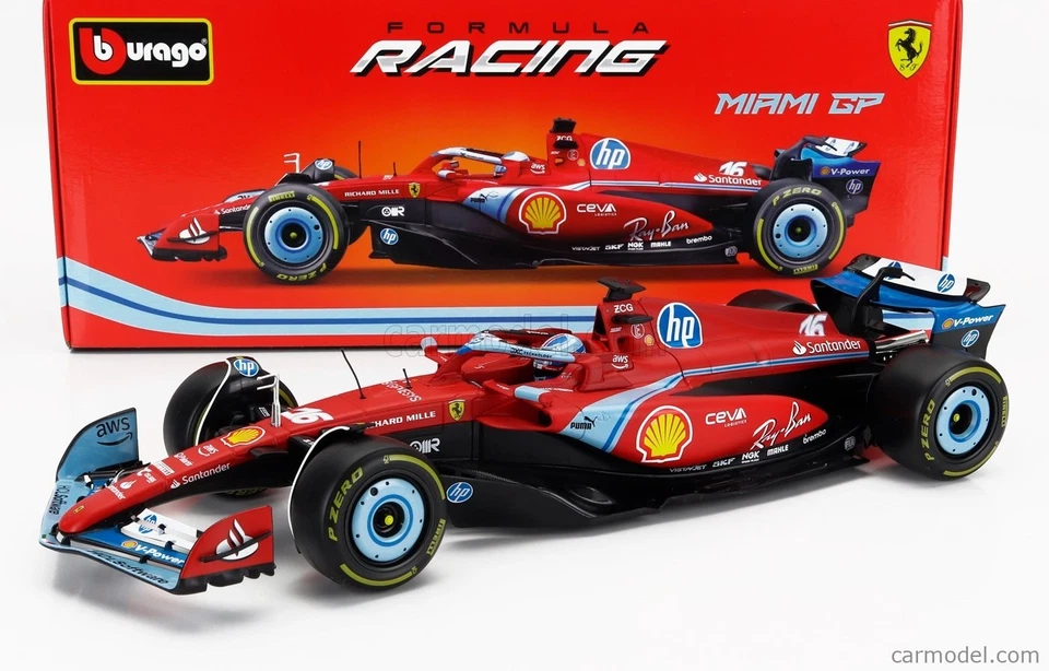 BBURAGO 1/18 - FERRARI SF-24 - 3RD MIAMI GP 2024 (C. LECLERC) 16815-L16-MIAMI