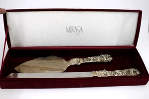MIKASA - Silberplatte Kuchenmesser & Servierer Samt Etui Vintage - Bild 1 von 9