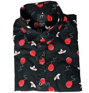 IT Chapter 2 Sailboat Balloon Button Up Shirt Men’s Medium Black Pennywise - Picture 1 of 8