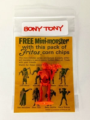 FRITOS MINI MONSTRUOS MPC FIGURA NARANJA ÓSEA TONY ESQUELETO CALAVERA UN BRAZO AÑOS 60 Foto 1 de 4