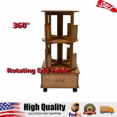 Estantería Giratoria Mesa de Almacenamiento Librería Giratoria Mesa Auxiliar con Ruedas Rodantes Foto 1 de 4