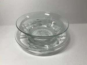 HEISEY DIAMOND H ELEGANT GLASS ETCHED ENGRAVED CUT GLASS BOWL & UNDERPLATE - Picture 1 of 5
