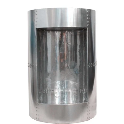 Mesa auxiliar redonda de aluminio aviador, mesa auxiliar industrial artesanal para decoración Foto 1 de 4